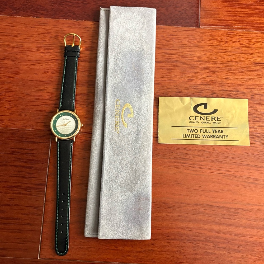 VTG Cenere Quartz Watch Golf Theme Unisex Japan Movt Leather W/Case New Battery